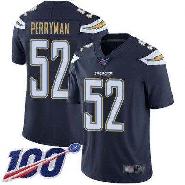 Los Angeles Chargers NFL Football Denzel Perryman Navy Blue Jersey Men Limited #52 Home 100th Season Vapor Untouchable